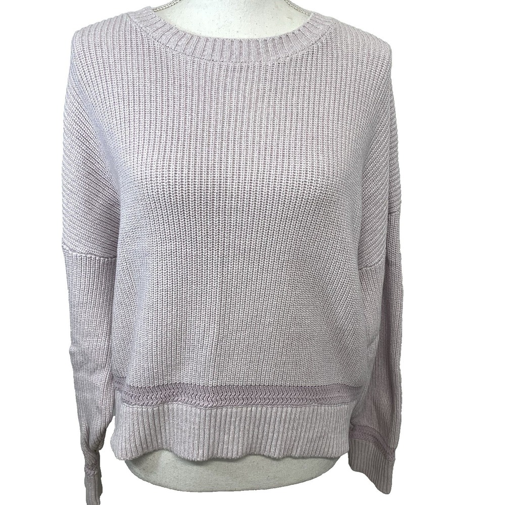 Sweaty Betty Chunky Oversize Boxy Purple Sweater Medium Long Sleeve 100% Cotton